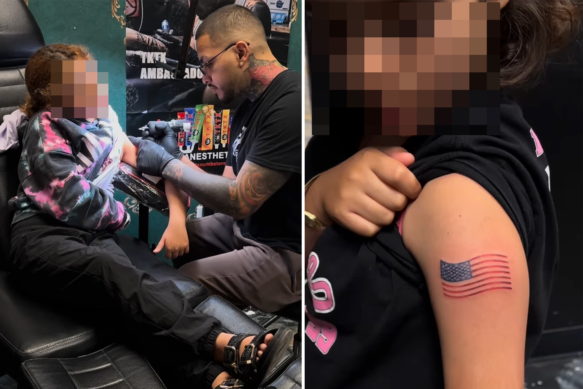 Tattoo artist under fire for inking a 9-year-old girl; she requested a Trump portrait but received an American flag instead