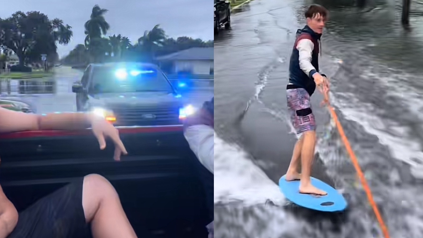 Florida Man's Wild Wakeboarding Adventure During Hurricane Milton Floods Gets Halted by Police