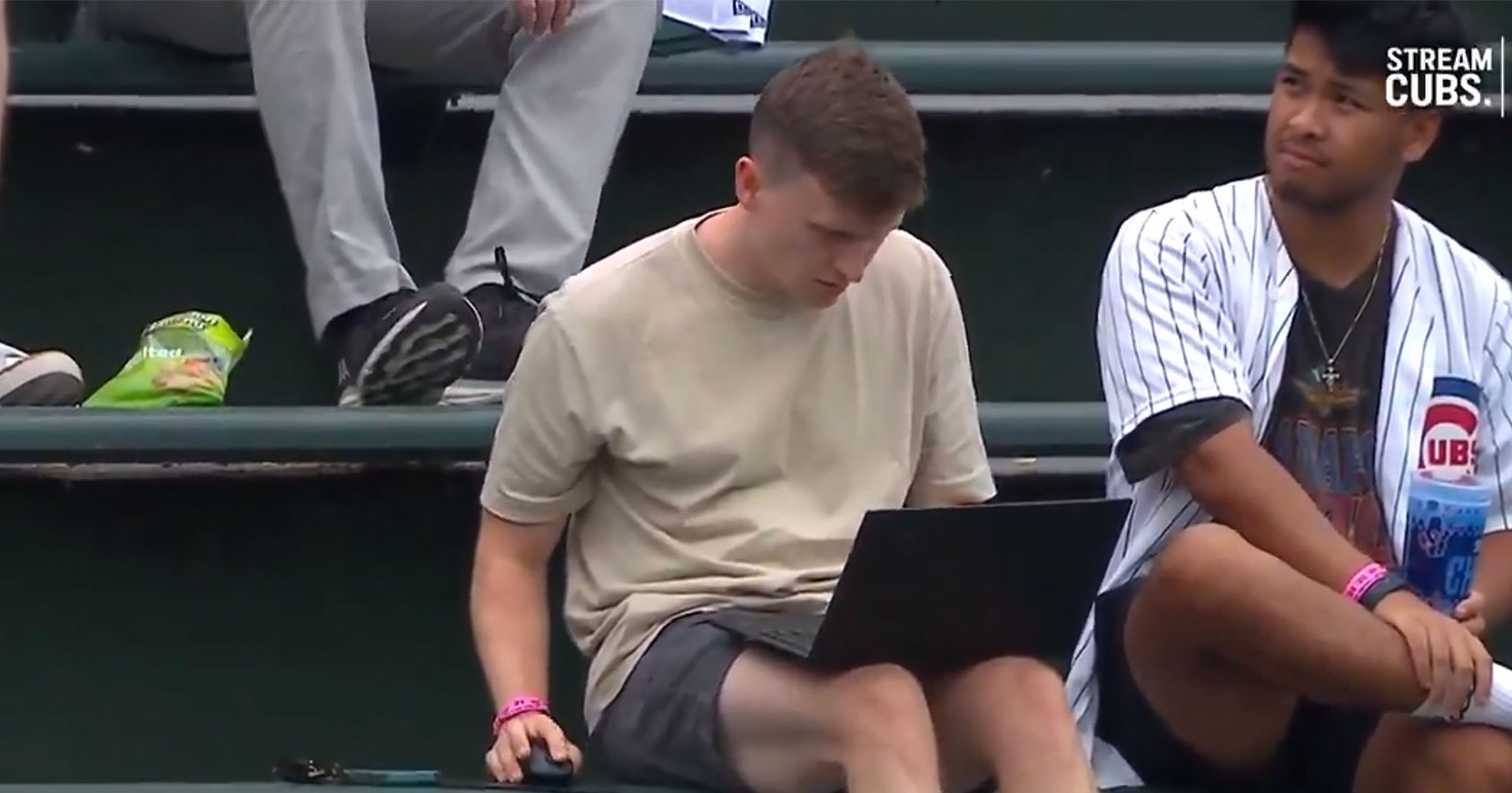Cubs Fan Gains Attention for Laptop Use in Wrigley Bleachers