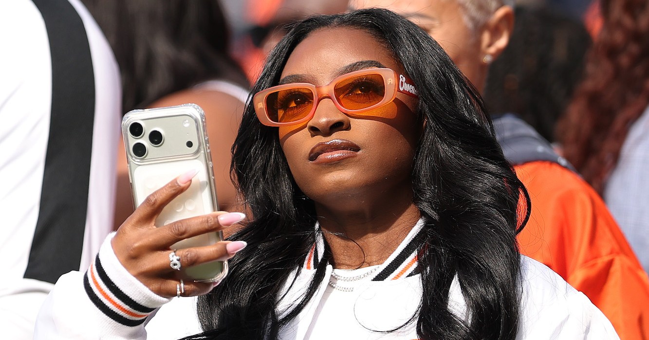 Simone Biles Shines in All-White Ensemble at Jonathan Owens' NFL Game