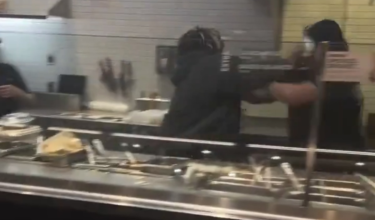 Chipotle customer attacks employee over double meat - then allegedly made online threats against the staff.